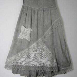Unbranded Womens Small Washed Gray Flare Layered Skirt Lace Ruffle Bohemian